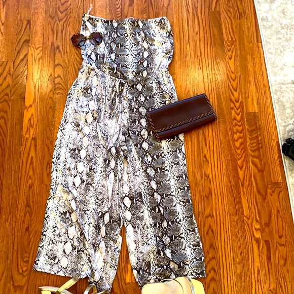 NWT Snake print strapless jumpsuit - Picture 1 of 5